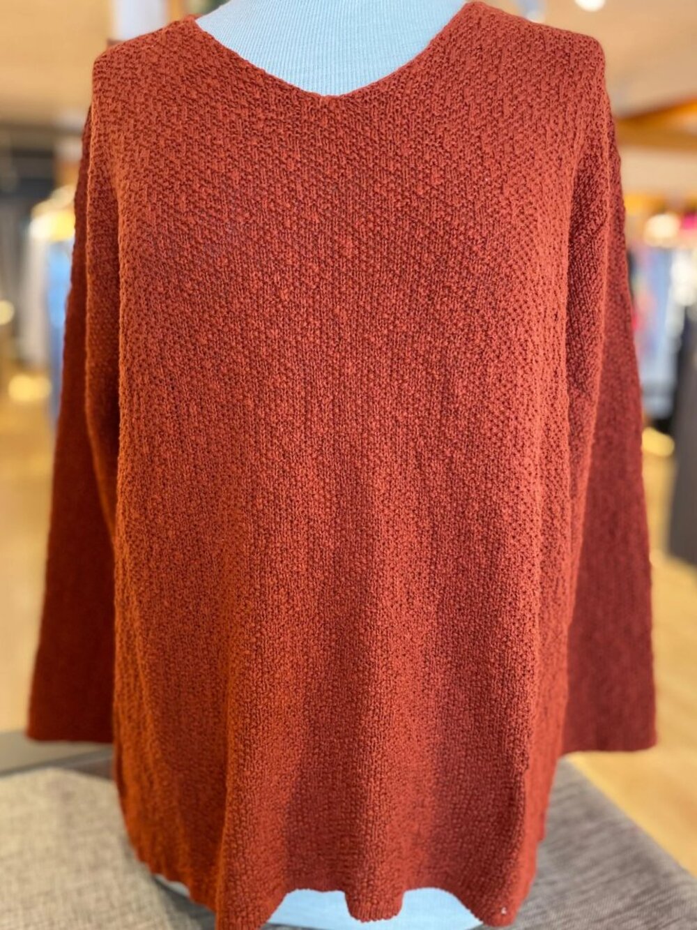 AVALIN V-Neck 100% Cotton Sweater-Terracotta